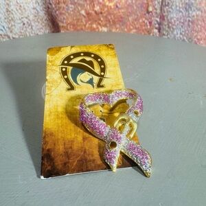 Pink and Gold Heart BCA Ribbon Pin